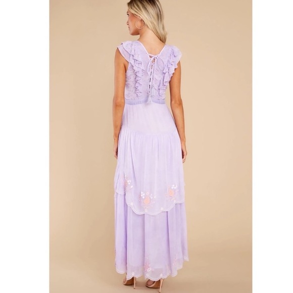 LoveShackFancy Chantelle Amethyst Floral Embroidered Romantic Maxi Dress 12 - Picture 4 of 15